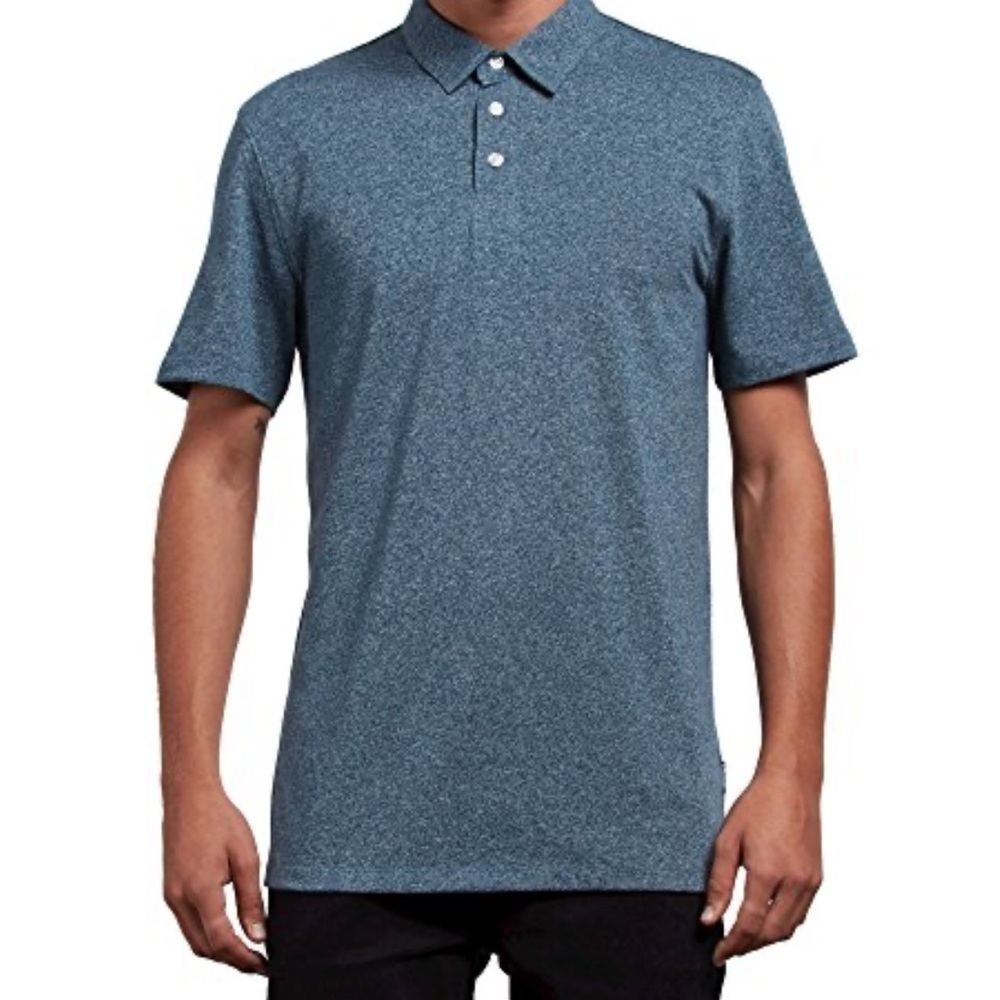 Volcom Boys Short Sleeve Blue/Green Polo Shirt Size XL